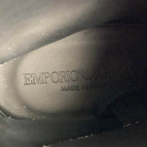 EMPORIO ARMANI Size 10 Black Distressed Leather Lace-Up Boots main image 6
